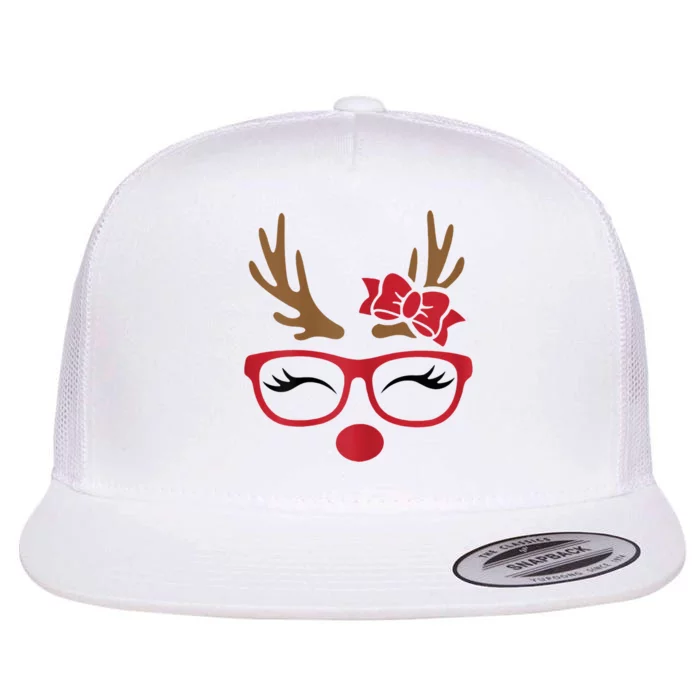 Reindeer Lady Messy Bun Flat Bill Trucker Hat