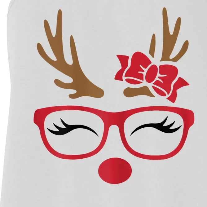 Reindeer Lady Messy Bun Women's Racerback Tank