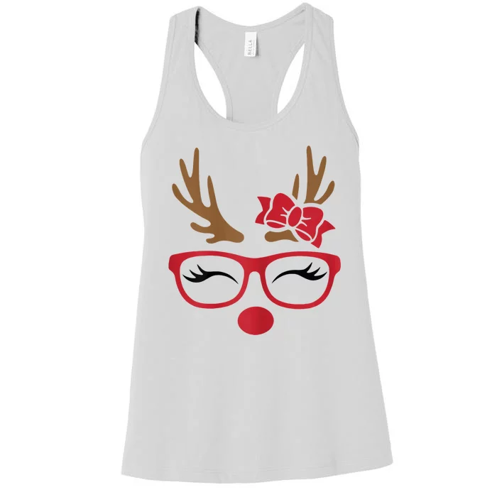 Reindeer Lady Messy Bun Women's Racerback Tank