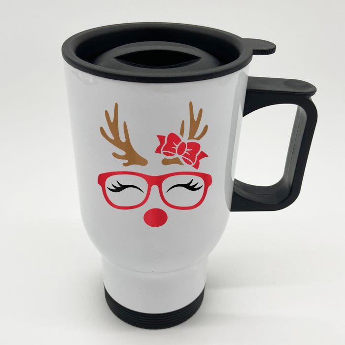 Reindeer Lady Messy Bun Front & Back Stainless Steel Travel Mug