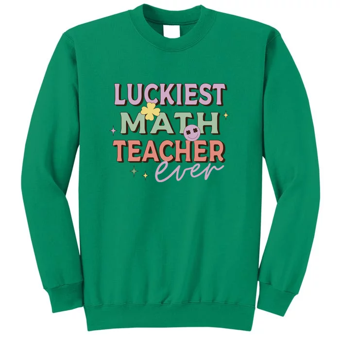 Retro Luckiest Math Teacher Ever Funny Shamrock St Patricks Day Sweatshirt