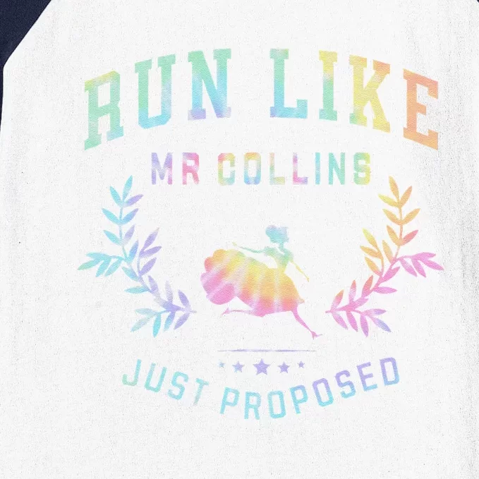 Run Like Mr Collins Just Proposed Funny Books And Ru Tie Dye Baseball Sleeve Shirt