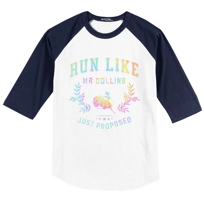 Run Like Mr Collins Just Proposed Funny Books And Ru Tie Dye Baseball Sleeve Shirt