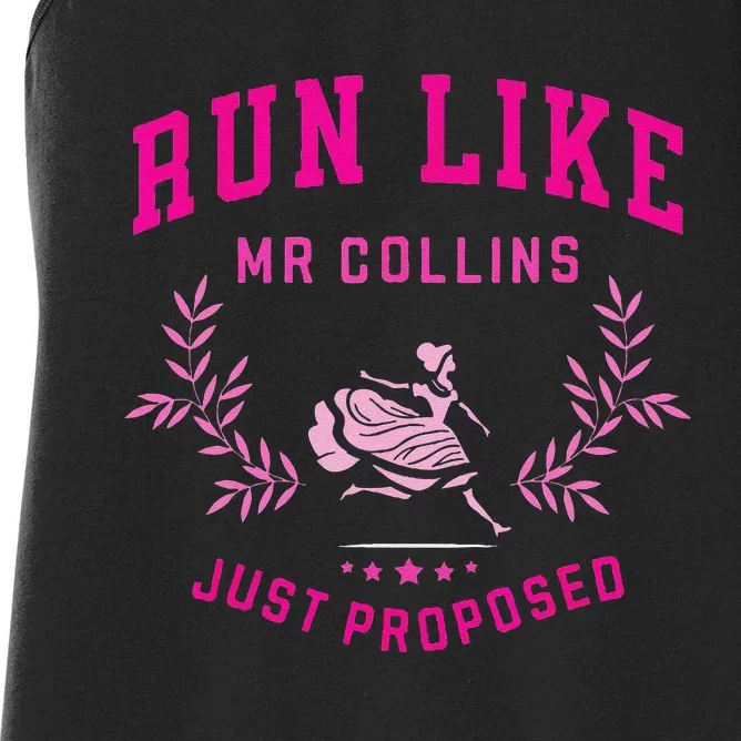 Run Like Mr Collins Just Proposed Funny Books And Running Women's Racerback Tank