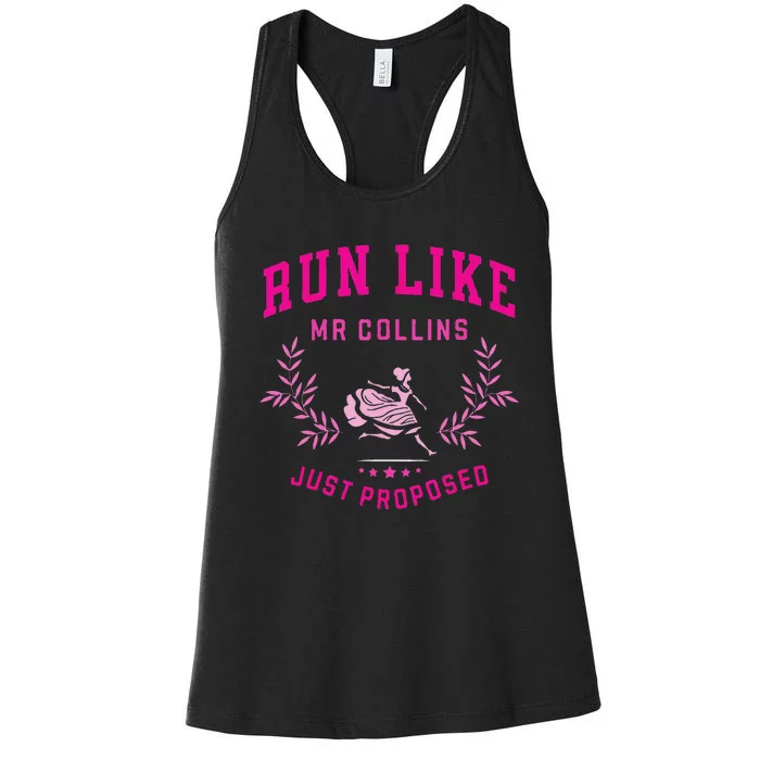 Run Like Mr Collins Just Proposed Funny Books And Running Women's Racerback Tank