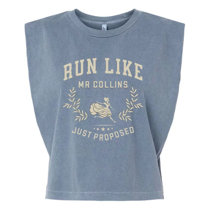 Run Like Mr Collins Just Proposed Funny Books And Running Gift Garment-Dyed Women's Muscle Tee