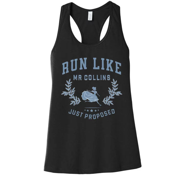 Run Like Mr Collins Just Proposed Funny Books And Running Women's Racerback Tank