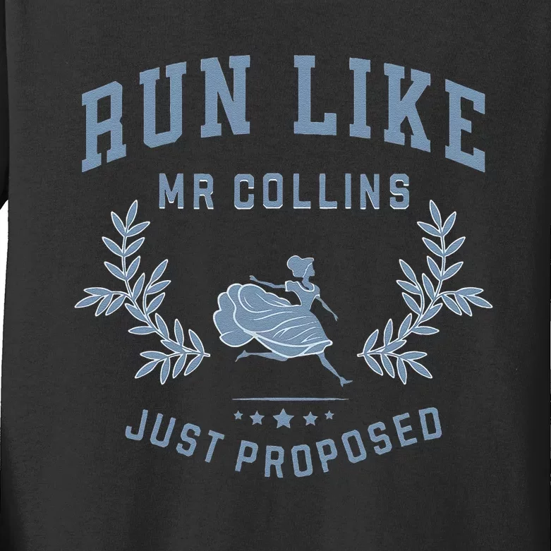 Run Like Mr Collins Just Proposed Funny Books And Running Kids Long Sleeve Shirt