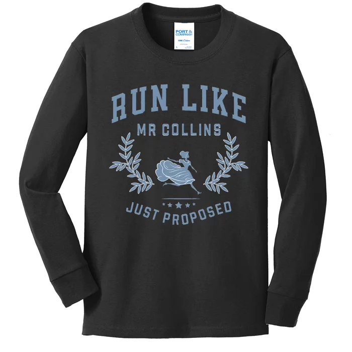 Run Like Mr Collins Just Proposed Funny Books And Running Kids Long Sleeve Shirt