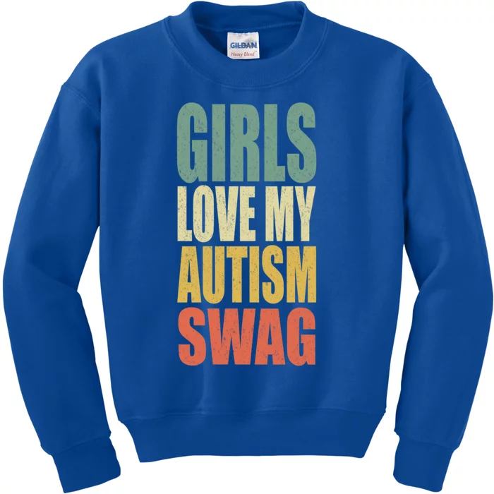 Retro Love My Autism Swag Autistic Funny Gift Awareness Gift Kids Sweatshirt