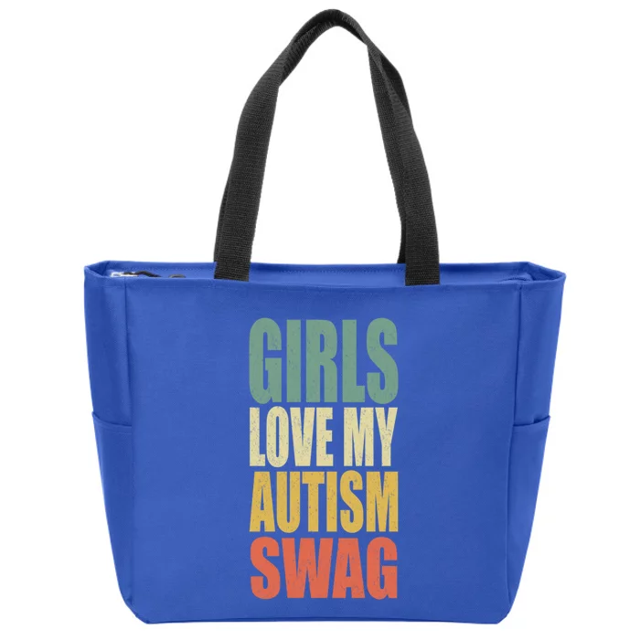 Retro Love My Autism Swag Autistic Funny Gift Awareness Gift Zip Tote Bag