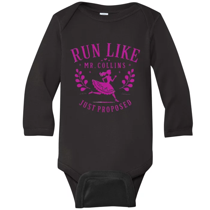 Run Like Mr Collins Just Proposed Vintage Gift Baby Long Sleeve Bodysuit