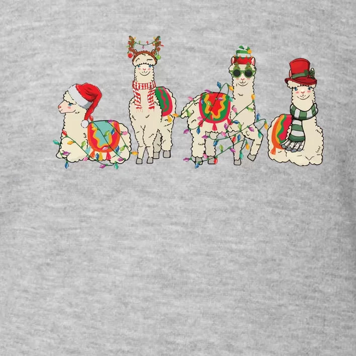 Retro Lama Merry Christmas Sweatshirt Llama Xmas Light Funny Alpaca Toddler Sweatshirt