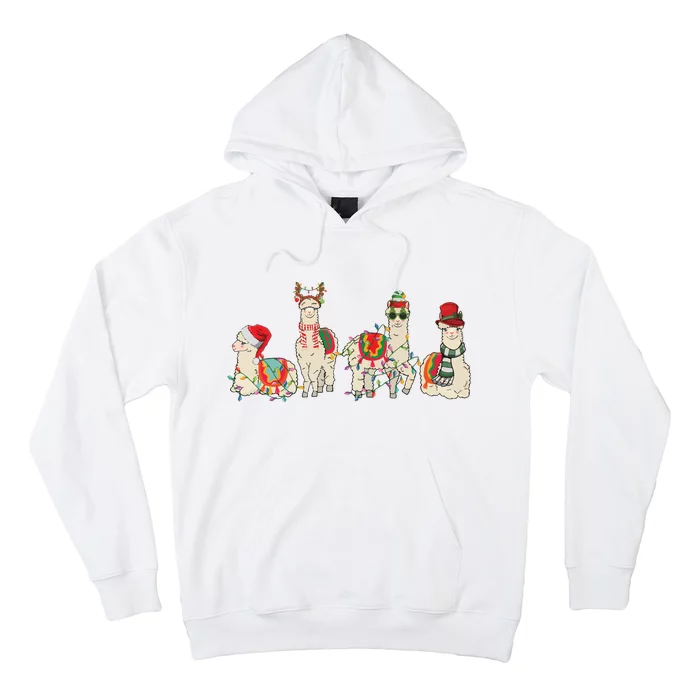 Retro Lama Merry Christmas Sweatshirt Llama Xmas Light Funny Alpaca Hoodie