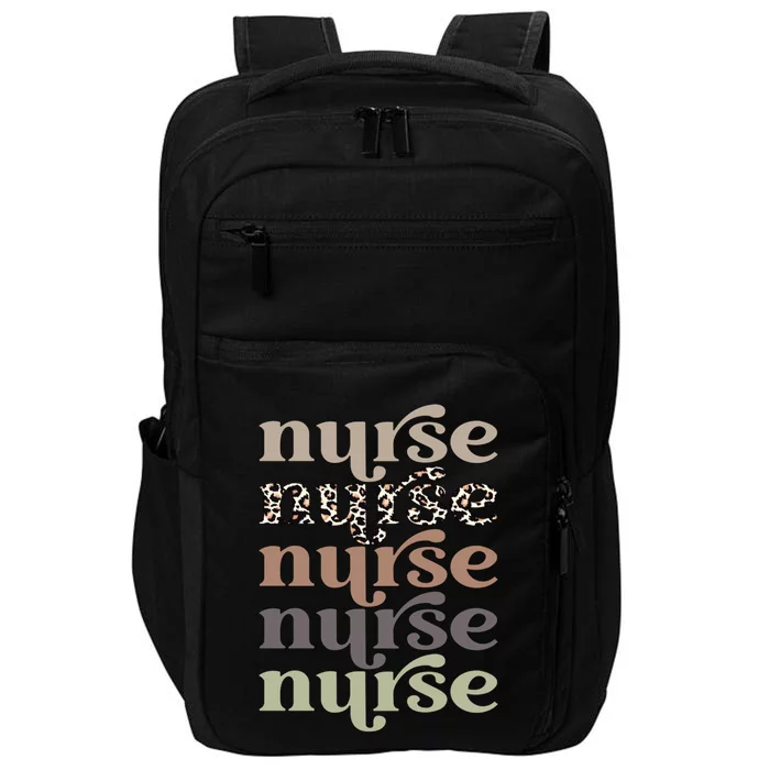 Retro Leopard Nurse Life Registered Nurse NurseS Day Gift Impact Tech Backpack