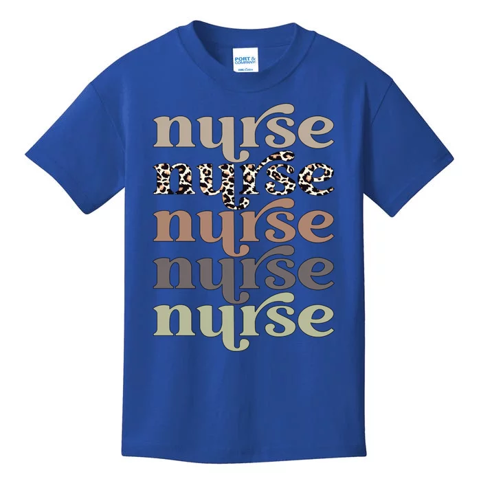 Retro Leopard Nurse Life Registered Nurse NurseS Day Gift Kids T-Shirt