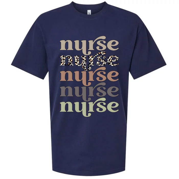 Retro Leopard Nurse Life Registered Nurse NurseS Day Gift Sueded Cloud Jersey T-Shirt