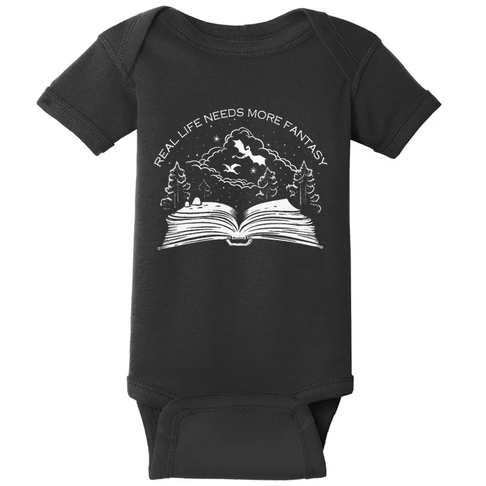 Real Life Needs More Fantasy Bookworm Baby Bodysuit