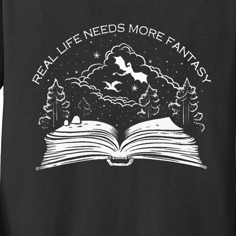 Real Life Needs More Fantasy Bookworm Kids Long Sleeve Shirt