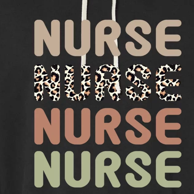 Retro Leopard Nurse Life For National Nurse Day Gift Garment-Dyed Fleece Hoodie