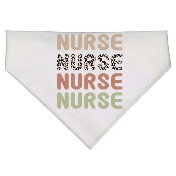 Retro Leopard Nurse Life For National Nurse Day Gift USA-Made Doggie Bandana