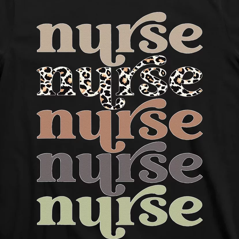 Retro Leopard Nurse Life, Registered Nurse Tee Nurse's Day T-Shirt