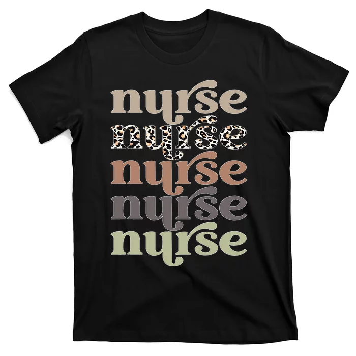 Retro Leopard Nurse Life, Registered Nurse Tee Nurse's Day T-Shirt