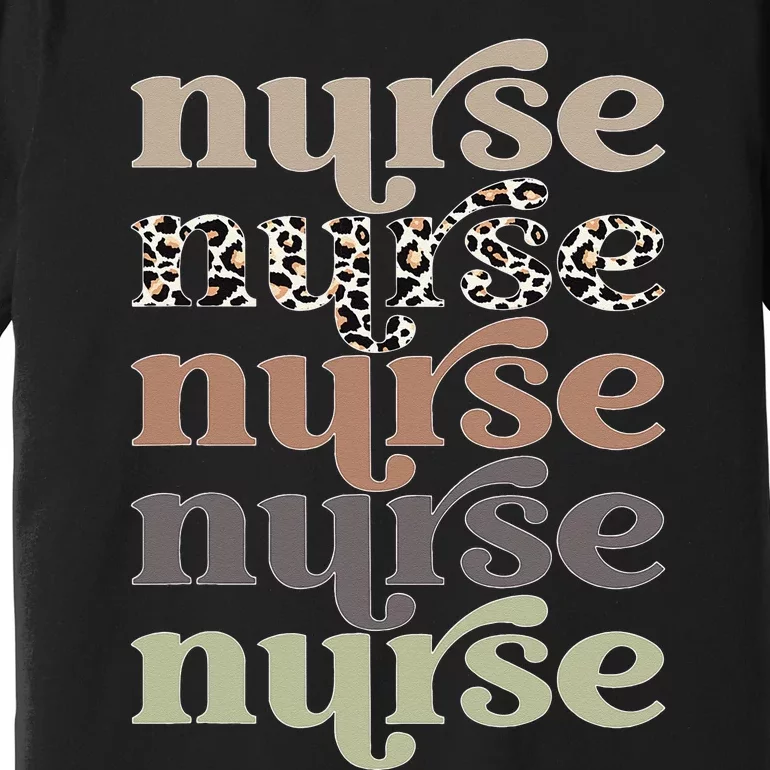 Retro Leopard Nurse Life, Registered Nurse Tee Nurse's Day Premium T-Shirt