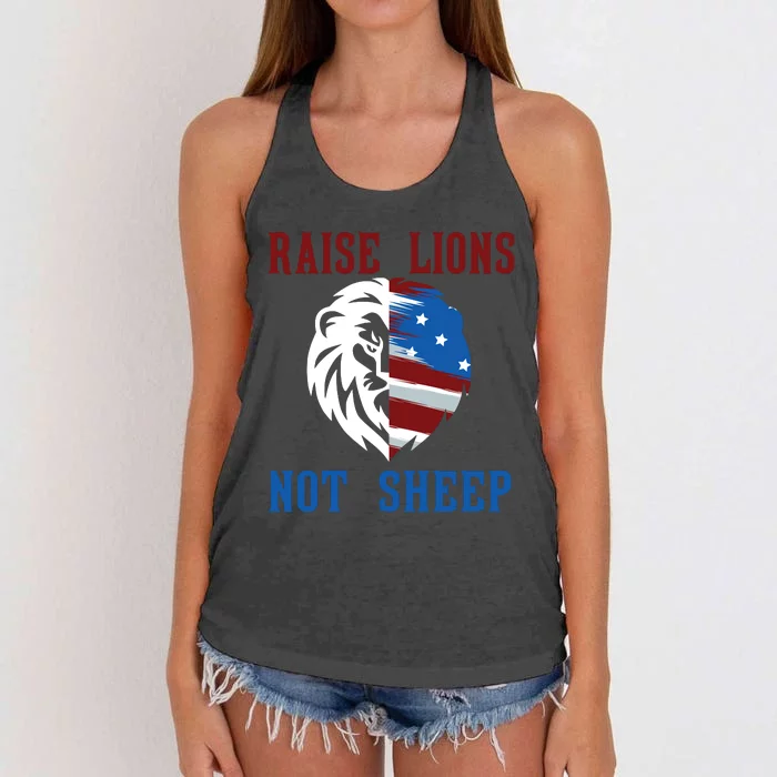 Raise Lions Not Sheep Women's Knotted Racerback Tank