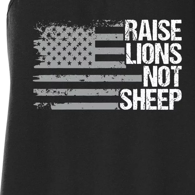 raise lions not sheep american patriotic lion Women's Racerback Tank