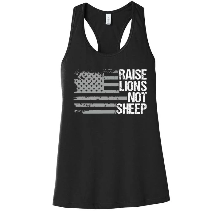 raise lions not sheep american patriotic lion Women's Racerback Tank