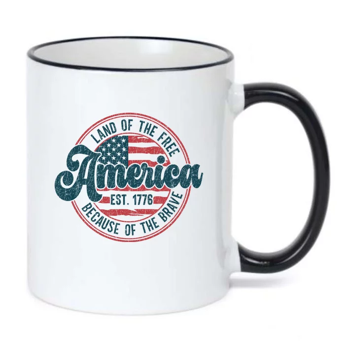 Retro Land Of The Free Because Of The Brave Black Color Changing Mug