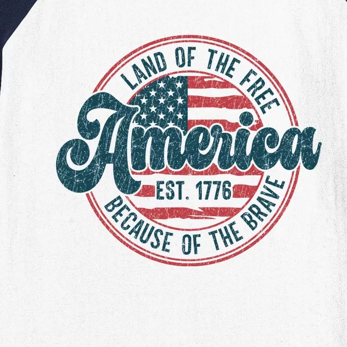 Retro Land Of The Free Because Of The Brave Baseball Sleeve Shirt