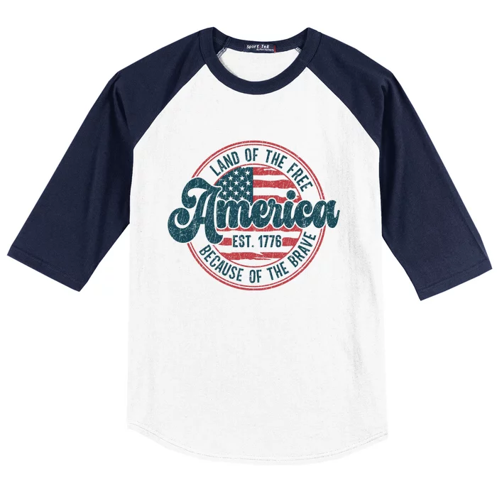 Retro Land Of The Free Because Of The Brave Baseball Sleeve Shirt