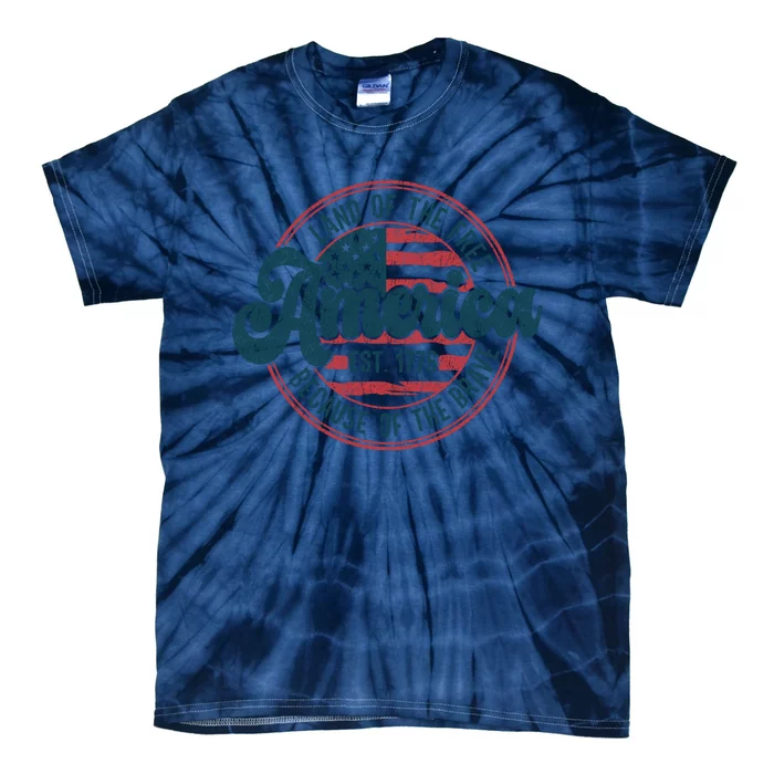 Retro Land Of The Free Because Of The Brave Tie-Dye T-Shirt