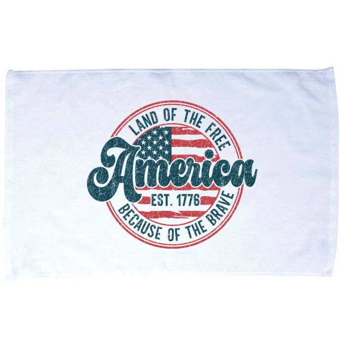 Retro Land Of The Free Because Of The Brave Microfiber Hand Towel