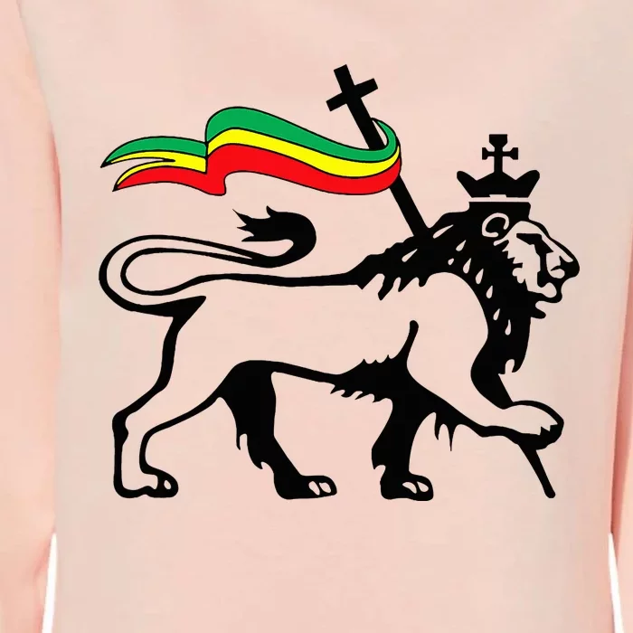 Rasta Lion Of Judah Rastafarian Reggae Lion And Christian Womens California Wash Sweatshirt