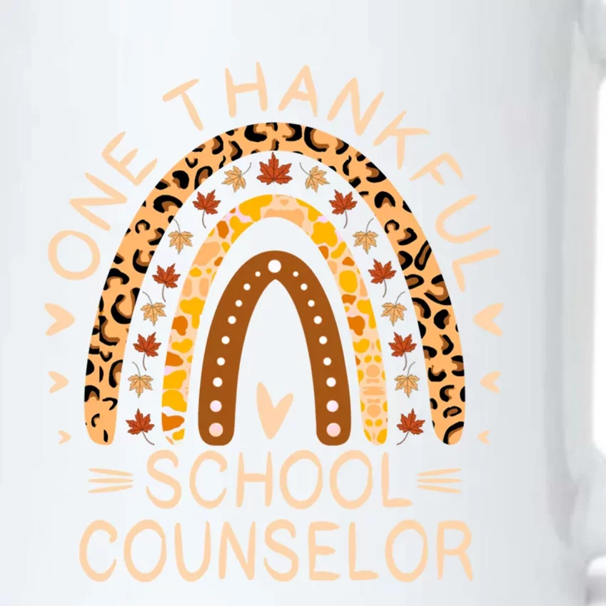 Rainbow Leopard One Thankful School Counselor Thanksgiving Gift Black Color Changing Mug