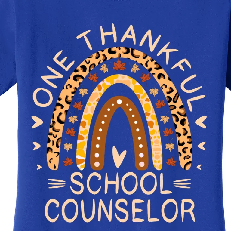 Rainbow Leopard One Thankful School Counselor Thanksgiving Gift Women's T-Shirt