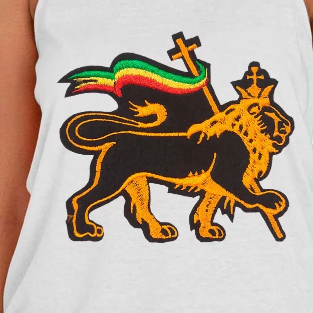 Rasta Lion Of Judah Pride Of Judaism Ethiopia And Christian Women's Knotted Racerback Tank