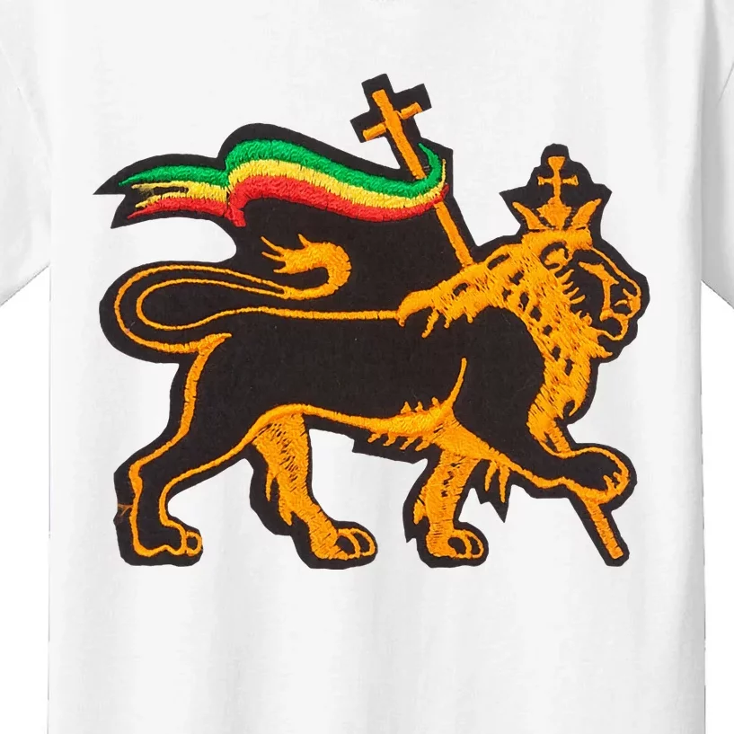 Rasta Lion Of Judah Pride Of Judaism Ethiopia And Christian Kids T-Shirt