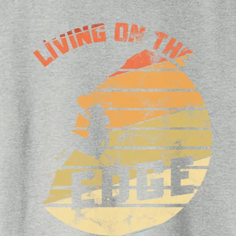 Retro Living On The Edge Mountaineering Climbing Gift Women's Crop Top Tee