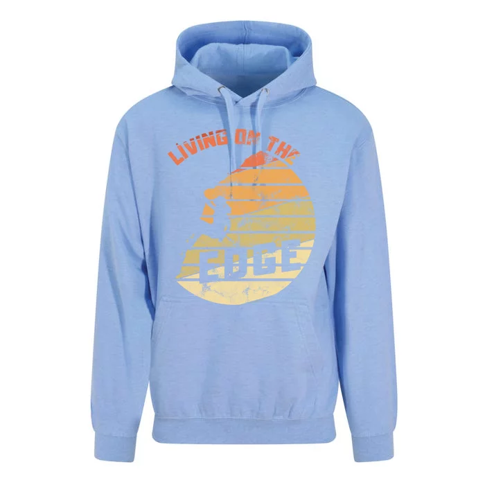 Retro Living On The Edge Mountaineering Climbing Gift Unisex Surf Hoodie