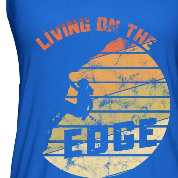 Retro Living On The Edge Mountaineering Climbing Gift Ladies Essential Flowy Tank