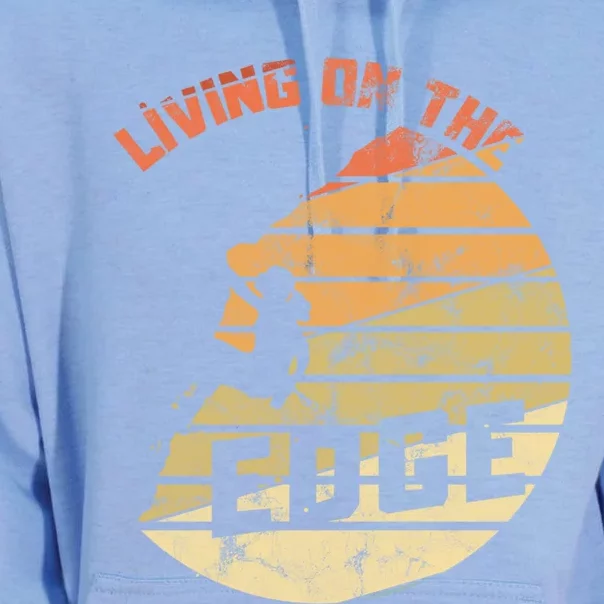 Retro Living On The Edge Mountaineering Climbing Gift Unisex Surf Hoodie