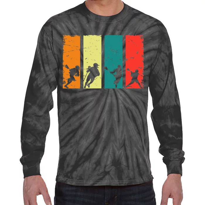 Retro Lacrosse Players Lax Stick Vintage Lacrosse Tie-Dye Long Sleeve Shirt