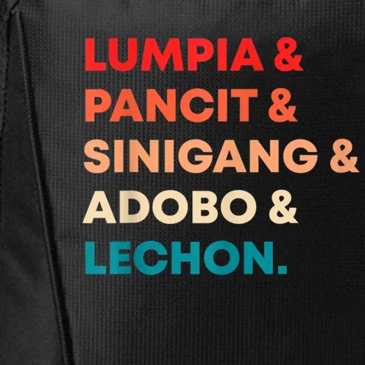 Retro Lumpia Pancit Sinigang Adobo Lechon Filipino Filipina City Backpack