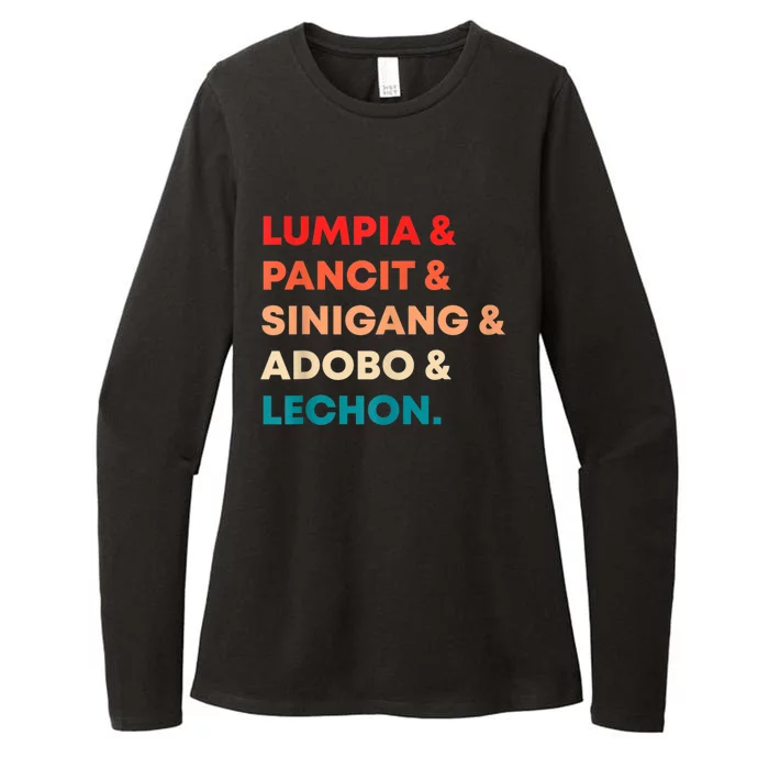 Retro Lumpia Pancit Sinigang Adobo Lechon Filipino Filipina Womens CVC Long Sleeve Shirt