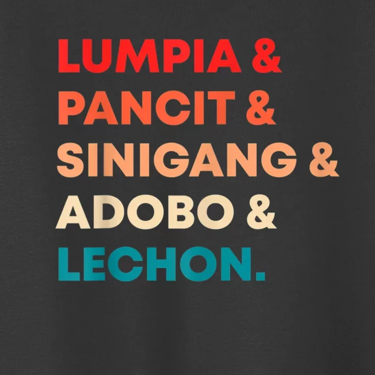 Retro Lumpia Pancit Sinigang Adobo Lechon Filipino Filipina Toddler T-Shirt