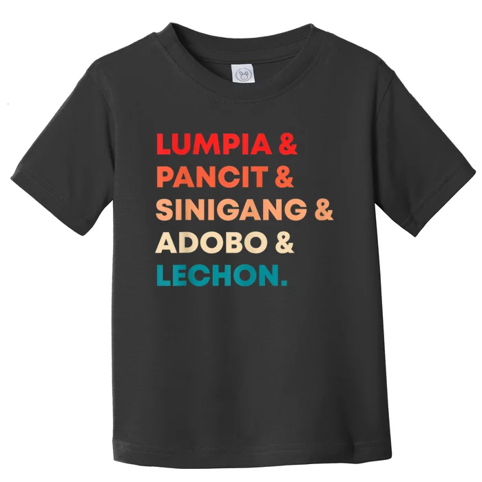 Retro Lumpia Pancit Sinigang Adobo Lechon Filipino Filipina Toddler T-Shirt